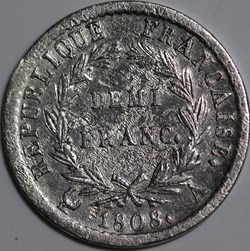 demi franc napoleon tête laurée