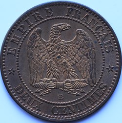 2 centimes Napoléon lll,t^te laurée,buste provisoire