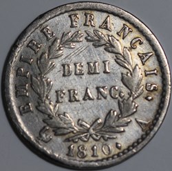 demi franc napoleon tête laurée ,empire français
