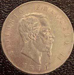 5 LIRE VITTORIO II 1877R