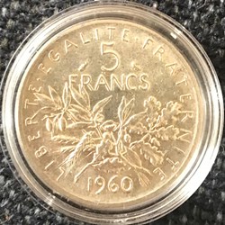 5 francs Argent Semeuse 1960