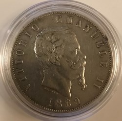 5 LIRE VITTORIO EMANUELLE II 1869M