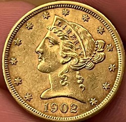 USA - 5 Dollars Or Liberty 1902 - S
