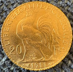 20 Frs OR Coq Marianne 1911