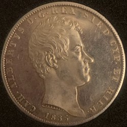 5 Lire Charles Albert 1835P