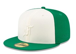 New Era x Fear of God Cream/Kelly Green Essentials Trucker 59FIFTY Fitted Hat