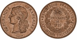 France: Exposition Universelle, Centenaire 1879, medal; Barre