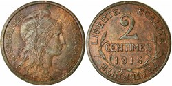 France, 2 centimes, KM 841