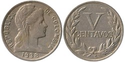 Colombia, 5 Centavos, KM 199