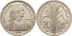 French Indochina, 20 centimes, KM 23a.1