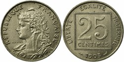 France, 25 centimes, KM 855