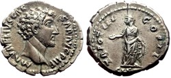 Marcus Aurelius as Ceasar denar Clementia SOLD
