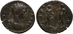 AURELIAN RIC TEMP 2586 VAR. UNLISTED WITH NO SCEPTRE IN EMPEROR'S HAND SOLD