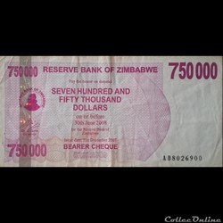 ZIMBABWE - P 52 - 750000 DOLLARS - 2007
