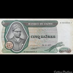 ZAÏRE - P 21 B - 5 ZAÏRE - 1977