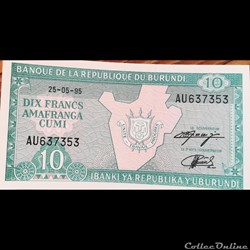 BURUNDI - P 33 C - 10 FRANCS 1995