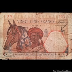 AFRIQUE OCCIDENTALE - P 27 - 25 FRANCS - 1942