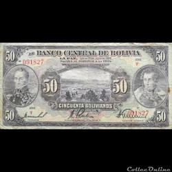 BOLIVIE - P 124 A (2) - 50 BOLIVIANOS - 1928