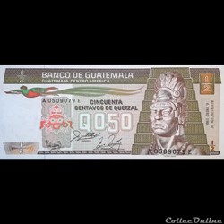 GUATEMALA - P 065 (07) - 0,50 CENTAVOS DE QUETZAL - 1988