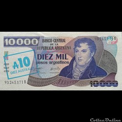 ARGENTINE - P 322 C - 10 AUSTRALES - 1985