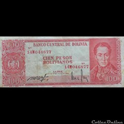 BOLIVIE - P 164 B (2) - 100 PESOS BOLIVIANOS - 1962