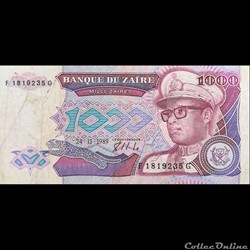 ZAÏRE - P 35 A - 1000 ZAÏRES - 1989