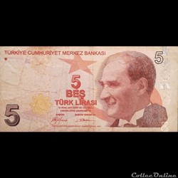 TURQUIE - P 222 B - 5 LIRA - 2009
