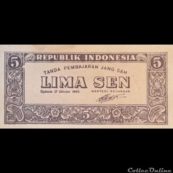 INDONESIE - P 13 - 1 SEN - 1945