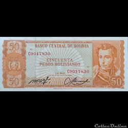 BOLIVIE - P 162 A (20) - 50 PESOS BOLIVIANOS - 1962