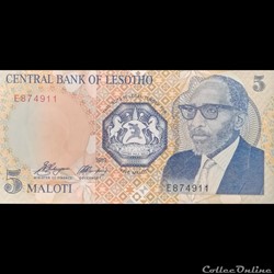 LESOTHO - P 10 - 5 MALOTI - 1989