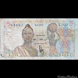 AFRIQUE OCCIDENTALE - P 36 - 5 FRANCS - 1951