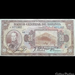 BOLIVIE - P 122 A (9) - 20 BOLIVIANOS - 1928