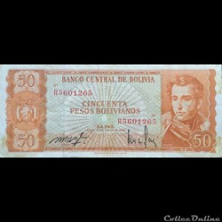 BOLIVIE - P 162 A (14) - 50 PESOS BOLIVIANOS - 1962