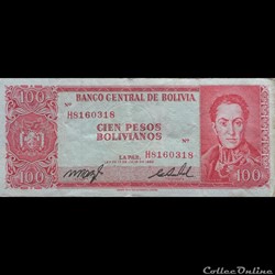 BOLIVIE - P 163 A (19) - 100 PESOS BOLIVIANOS - 1962
