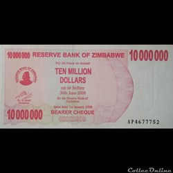 ZIMBABWE - P 55 A - 10.000.000 DOLLARS - 2008