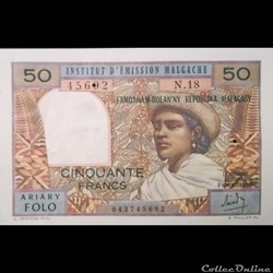 MADAGASCAR - P 61 - 50 FRANCS - 1969