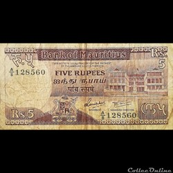MAURICE (ILE) - P 34 - 5 RUPEES - 1985