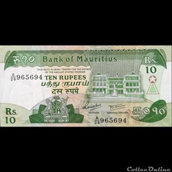 MAURICE (ILE) - P 35 B - 10 RUPEES - 1985