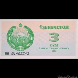 OUZBEKISTAN - P 62 - 3 SUM - 1992