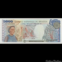 RWANDA - P 22 A - 5000 FRANCS - 1988