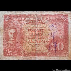 MALAYA - P 09 - 20 CENT - 1941