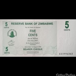 ZIMBABWE - P 34 - 5 CENTS - 2006