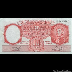 ARGENTINE - P 270 C (9 G) - 10 PESOS - 1954-63