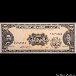 PHILIPPINES - P 135 F - 5 PESOS - 1949