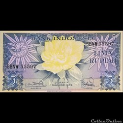 INDONESIE - P 65 - 5 RUPIAH - 1959