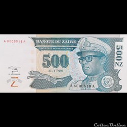 ZAÏRE - P 65 - 500 NOUVEAUX ZAÏRES - 1995