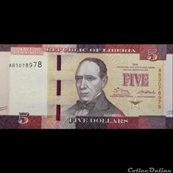 LIBERIA - P 31 A - 5 DOLLARS - 2016