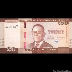 LIBERIA - P 33 A - 20 DOLLARS - 2016