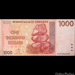 ZIMBABWE - P 71 - 1000 DOLLARS - 2007