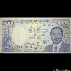 CAMEROUN - P 26 B - 1000 FRANCS - 1990
